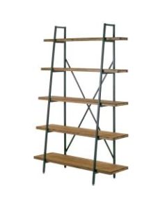 Glamour Home Ailis 72inH 5-Shelf Etagere Bookcase, Brown