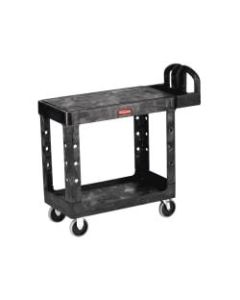 Rubbermaid Commercial Flat Shelf 2-Shelf Utility Cart, 33 1/3inH x 19 3/16inW x 37 7/8inD, Black
