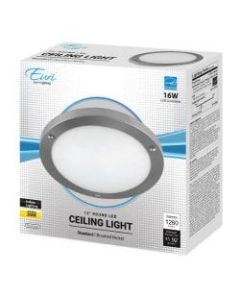 Euri 12in Round LED Ceiling Light Fixture, Dimmable, 1,260 Lumens, 16 Watts, 3000K, Brushed Nickel/Alabaster Glass