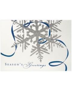 JAM Paper Christmas Card Set, Silver Snowflake Seasons Greetings, Set Of 25 Cards and 25 Envelopes