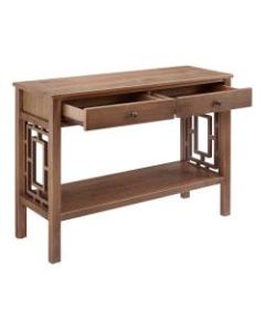 Linon Hesper 2-Drawer Console Table With Shelf, 30inH x 44inW x 15inD, Rustic Brown