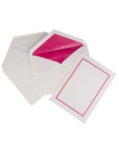 JAM Paper Large Stationery Set, Set Of 50 White/Pink Cards, 50 White Outer Envelopes and 50 White/Pink Inner Envelopes