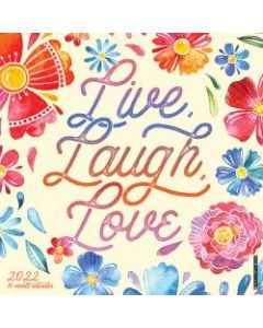 Willow Creek Press Inspirational Monthly Wall Calendar, 12in x 12in, Live Laugh Love, January To December 2022