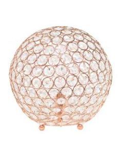 Elegant Designs Crystal Ball Table Lamp, 10inH, Rose Gold