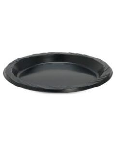 Genuine Joe Round Plastic Black Plates - 125 / Pack - 9in Diameter Plate - Plastic - Serving - Disposable - Black - 500 Piece(s) / Carton