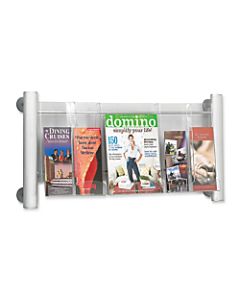 Safco Elegant Luxe 3-Pocket Magazine Rack, 31 3/4in x 5in x 15 1/4in, Clear/Silver