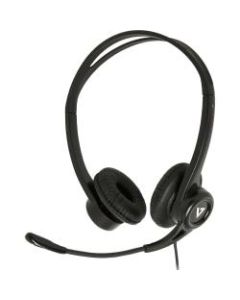 V7 HU311-2NP Headset - Stereo - USB - Wired - 32 Ohm - 20 Hz - 20 kHz - Over-the-head - Binaural - Supra-aural - 5.91 ft Cable - Noise Cancelling, Omni-directional Microphone - Black