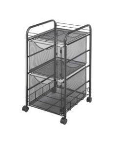 Safco Onyx Mesh File Cart With 2 File Drawers, 27-1/2inH x 15-1/4inW x 17-1/2inD, Black