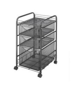 Safco Onyx Mesh File Cart With 1 File Drawer And 2 Small Drawers, 27 1/2inH x 15 1/4inW x 17 1/2inD, Black