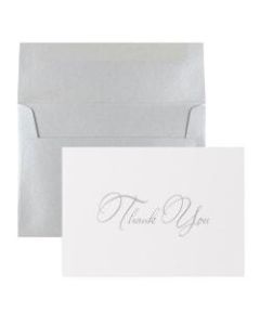 JAM Paper Thank You Card Set, Silver Stardream with Silver Script, Set Of 25 Cards And 25 Envelopes