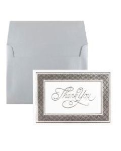 JAM Paper Thank You Card Set, Silver Stardream with Silver Border, Set Of 25 Cards And 25 Envelopes