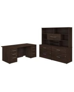 Bush Business Furniture Office 500 72inW Executive Desk With Lateral File Cabinets And Hutch, Black Walnut, Standard Delivery