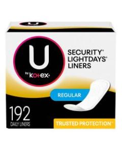U By Kotex Lightdays Regular Unscented Pantyliners, Box Of 192 Pantyliners
