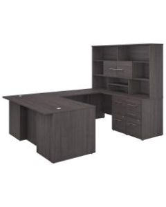 Bush Business Furniture Office 500 72inW U-Shaped Executive Desk With Drawers And Hutch, Storm Gray, Standard Delivery