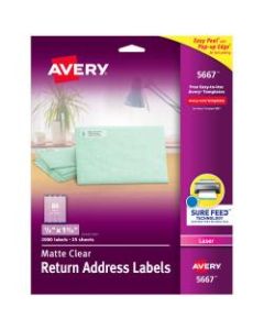 Avery Easy Peel Permanent Laser Address Labels, Return, 5667, 1/2in x 1 3/4in, Clear, Pack Of 2,000