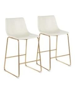 LumiSource Duke Counter Stools, White Seat/Gold Frame, Set Of 2 Stools