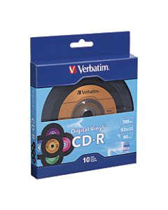 Verbatim Digital Vinyl CD-R Bulk Box, Assorted Colors, Pack Of 10