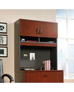 Sauder Via Lateral File Hutch, Classic Cherry/Soft Black