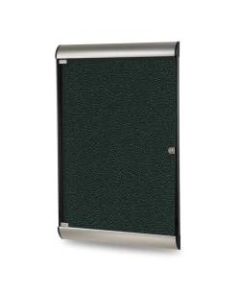 Ghent Silhouette 1-Door Enclosed Bulletin Board, Vinyl, 42-1/8in x 27-3/4in, Ebony, Satin Black Aluminum Frame