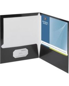 Business Source 2-Pocket Report Covers With Business Card Holder, Letter Size, 8 1/2in x 11in, Black, Box Of 25 Covers