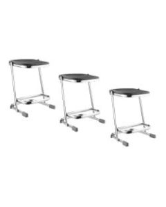 National Public Seating Elephant Z-Stools, 22inH, Black/Chrome, Set Of 3
