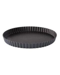 Matfer Bourgeat Exopan Fluted Tart Pan With Removable Bottom, 1in x 9-1/2in, Black