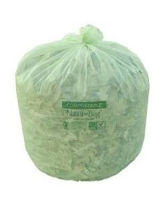 Natur Bag Compostable Trash Liners, 45 Gallons, Green, 20 Bags Per Roll, Case Of 5 Rolls