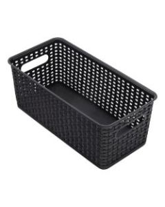 See Jane Work Plastic Weave Bookshelf Bin, Medium Size, Black