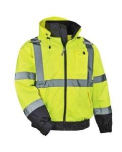 Ergodyne GloWear 8379 Type R Class 3 High-Visibility Fleece-Lined Thermal Bomber Jacket, X-Large, Lime