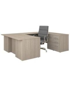 Bush Business Furniture Office 500 72inW U-Shaped Executive Desk With Drawers And High-Back Chair, Sand Oak, Standard Delivery