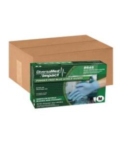 DiversaMed Powder-Free Nitrile Exam Gloves, Medium, Blue, 100 Per Box, Case Of 10 Boxes