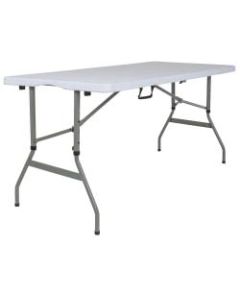 Flash Furniture Height-Adjustable Bi-Fold Plastic Banquet And Event Folding Table, 34inH x 27-1/4inW x 60inD, Granite White