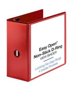 Sparco Easy-Open View 3-Ring Binder, 5in D-Rings, Red