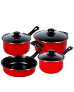Gibson Home Chef Du Jour 7-Piece Cookware Set, True Red