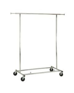 Honey-Can-Do Collapsible Commercial Garment Rack With Wheels, 66 5/8inH x 22inW x 74 5/16inD, Chrome