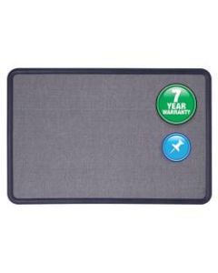 Quartet Contour Fabric Bulletin Board, 48in x 36in, Plastic Frame With Light Blue/Navy Finish