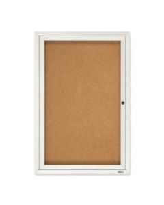 Quartet Classic Enclosed Cork Bulletin Board, 36in x 24in, Aluminum Frame With Silver Finish