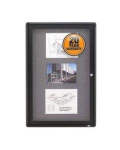 Quartet Swinging Door Fabric Bulletin Board, 24in x 36in, Aluminum Frame With Gray Finish