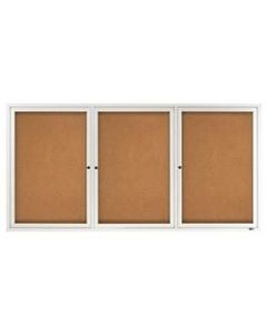 Quartet Classic Enclosed Cork Bulletin Board, 36in x 72in, Aluminum Frame With Silver Finish