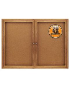 Quartet Classic Enclosed Cork Bulletin Board, 48in x 36in, Wood Frame With Brown Finish