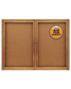 Quartet Classic Enclosed Cork Bulletin Board, 48in x 36in, Wood Frame With Brown Finish