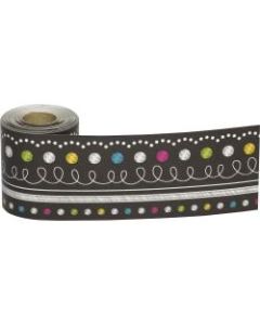 Teacher Created Resources Straight Rolled Border Trim - Chalkboard Brights - 3in Width x 600in Length - Multicolor - 1 Roll