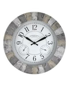 FirsTime & Co. Stoneybrook Outdoor Wall Clock, Light Gray