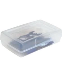 Sparco Clear Pencil Storage Box, 8 2/5in x 5 3/5in x 2 1/2in, Clear
