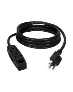 QVS Power Extension Cord - Power strip - AC 125 V - 1625 Watt - input: NEMA 5-15P - output connectors: 3 (NEMA 5-15) - 15 ft - black (pack of 3)