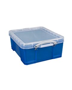 Really Useful Box Plastic Storage Container With Built-In Handles And Snap Lid, 17 Liters, 17 1/4in x 14in x 7in, Blue
