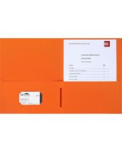 Business Source 8-1/2x11 Double Pocket Portfolio - Letter - 8 1/2in x 11in Sheet Size - 125 Sheet Capacity - Inside Front & Back Pocket(s) - Paper Stock - Orange - 25 / Box
