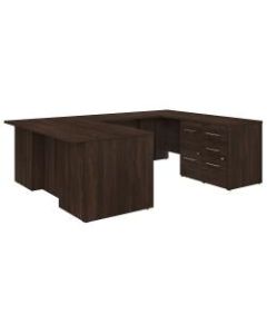 Bush Business Furniture Office 500 72inW U-Shaped Executive Desk With Drawers, Black Walnut, Premium Installation