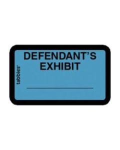 Tabbies Defendants Exhibit Legal File Labels, 58093, 1 5/8inW x 1inL, Blue, Pack Of 252