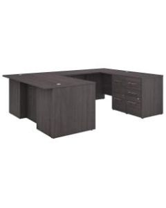 Bush Business Furniture Office 500 72inW U-Shaped Executive Desk With Drawers, Storm Gray, Premium Installation